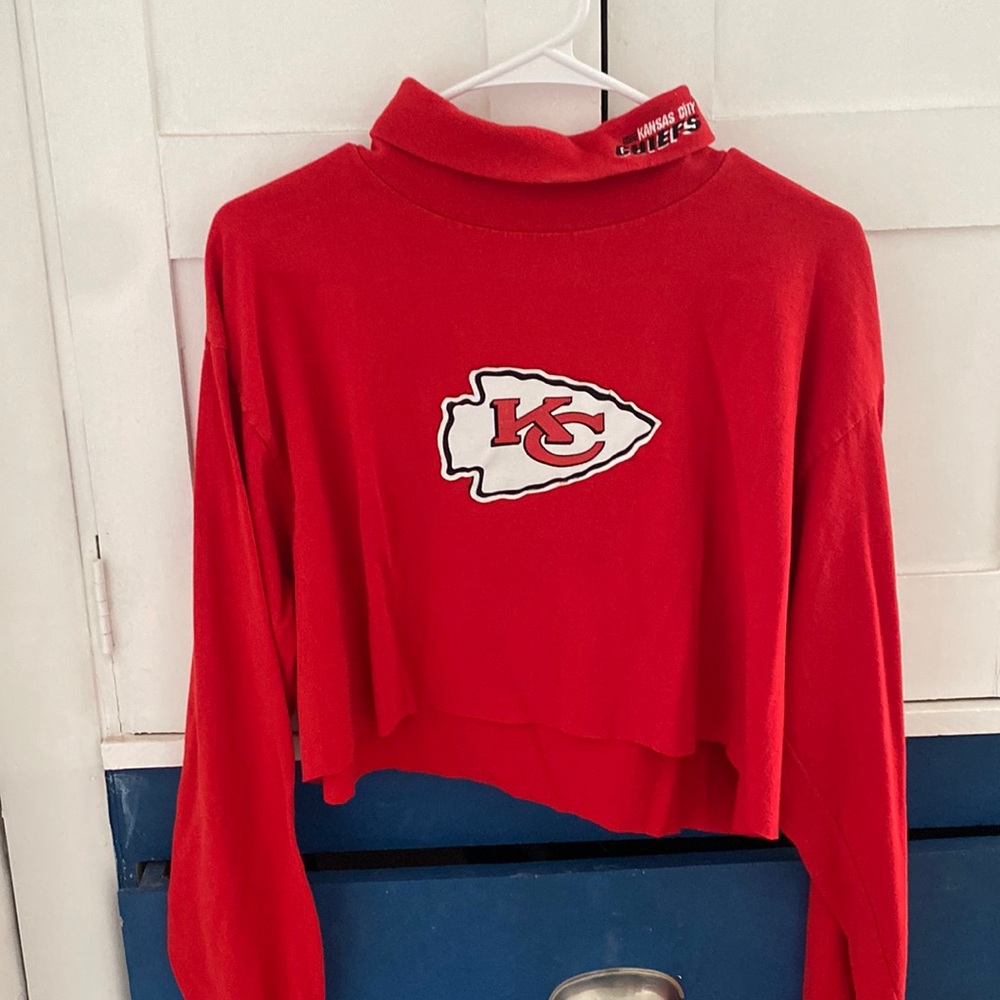 Red Kansas City cheif s cropped red long sleeve turtleneck - Picture 1 of 5
